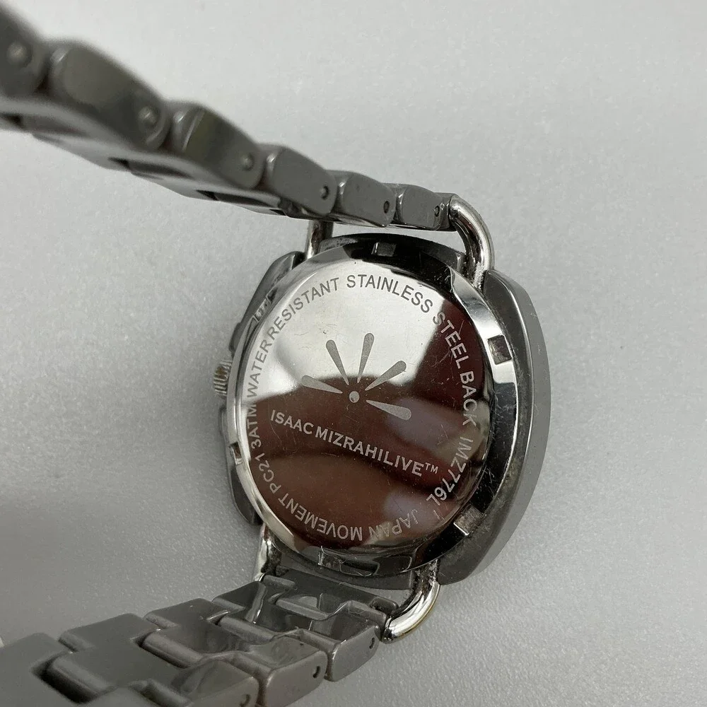 Isaac Mizrahi Live Womens Watch 35mm Gray Stainless Bracelet New Battery 7.5